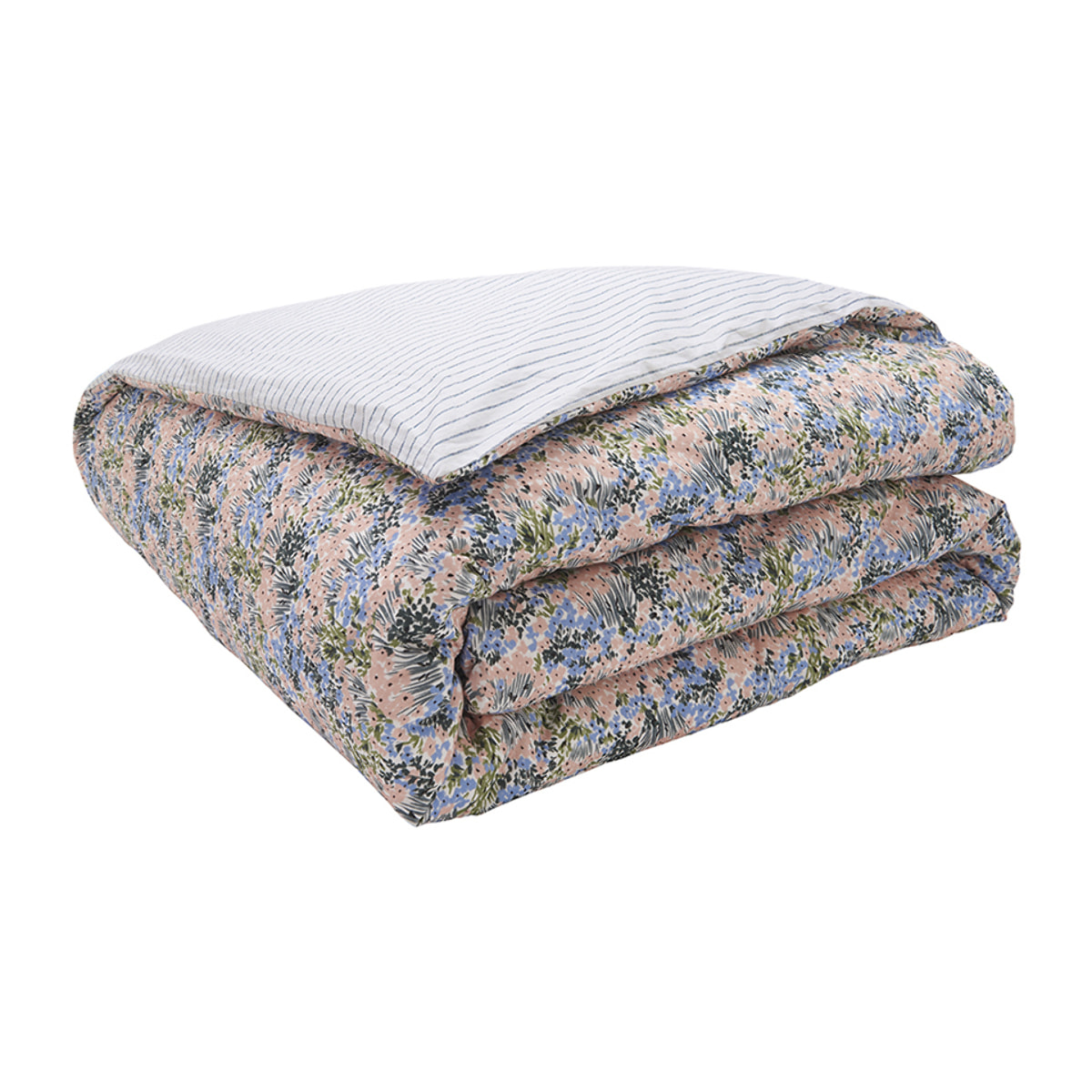 Housse de couette imprimée en percale de coton, BOSQUET, Multicolore