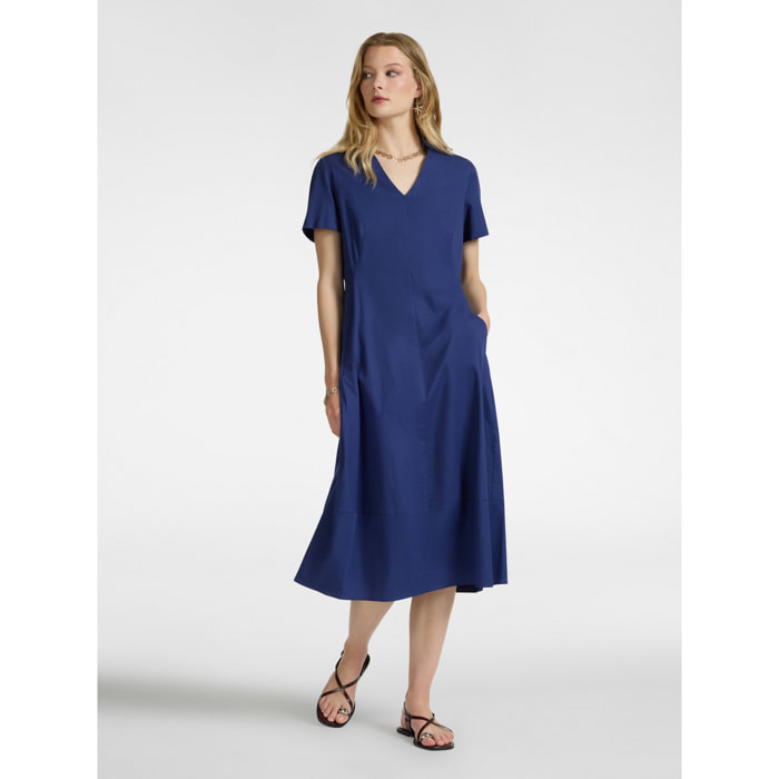 Elena Mirò - Vestido evasé de algodón - Azul