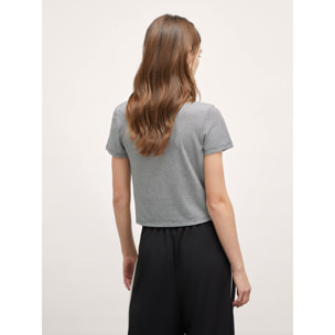Motivi - Camiseta de micro rayas con nudo - Negro