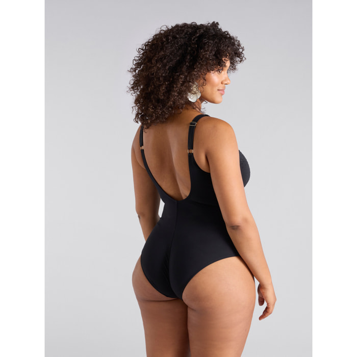 Fiorella Rubino - Bañador de una pieza con detalle de anilla. - Negro