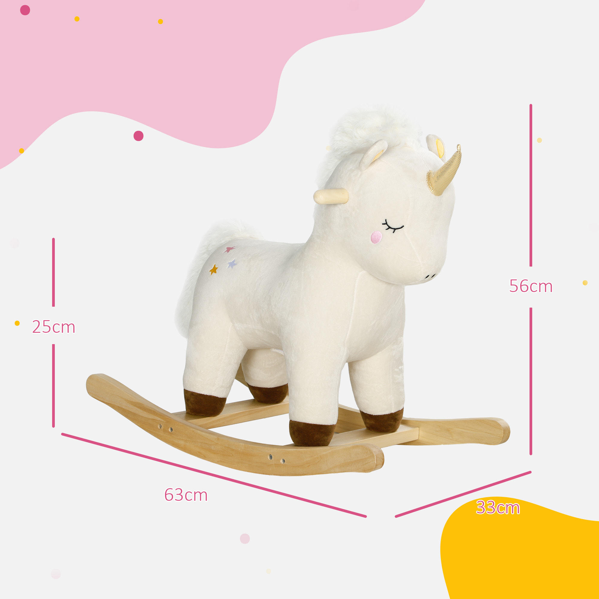 AIYAPLAY Cavallo a Dondolo per Bambini 2-4 Anni a Unicorno con Suoni e Rivestimento Morbido, Bianco