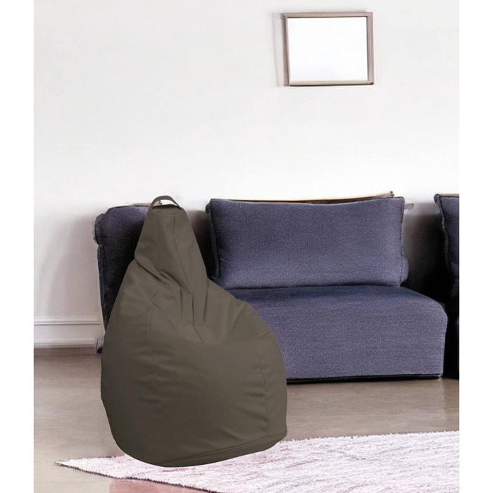 Pouf Aunter, Poltrona multiuso, Poltroncina sacco, Pouf poggiapiedi, Made in Italy, 90x90 h120 cm, Beige