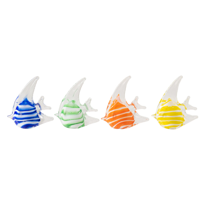 J-Line Presse-papier Fish Ligné - verre - multicolore - 4 pièces