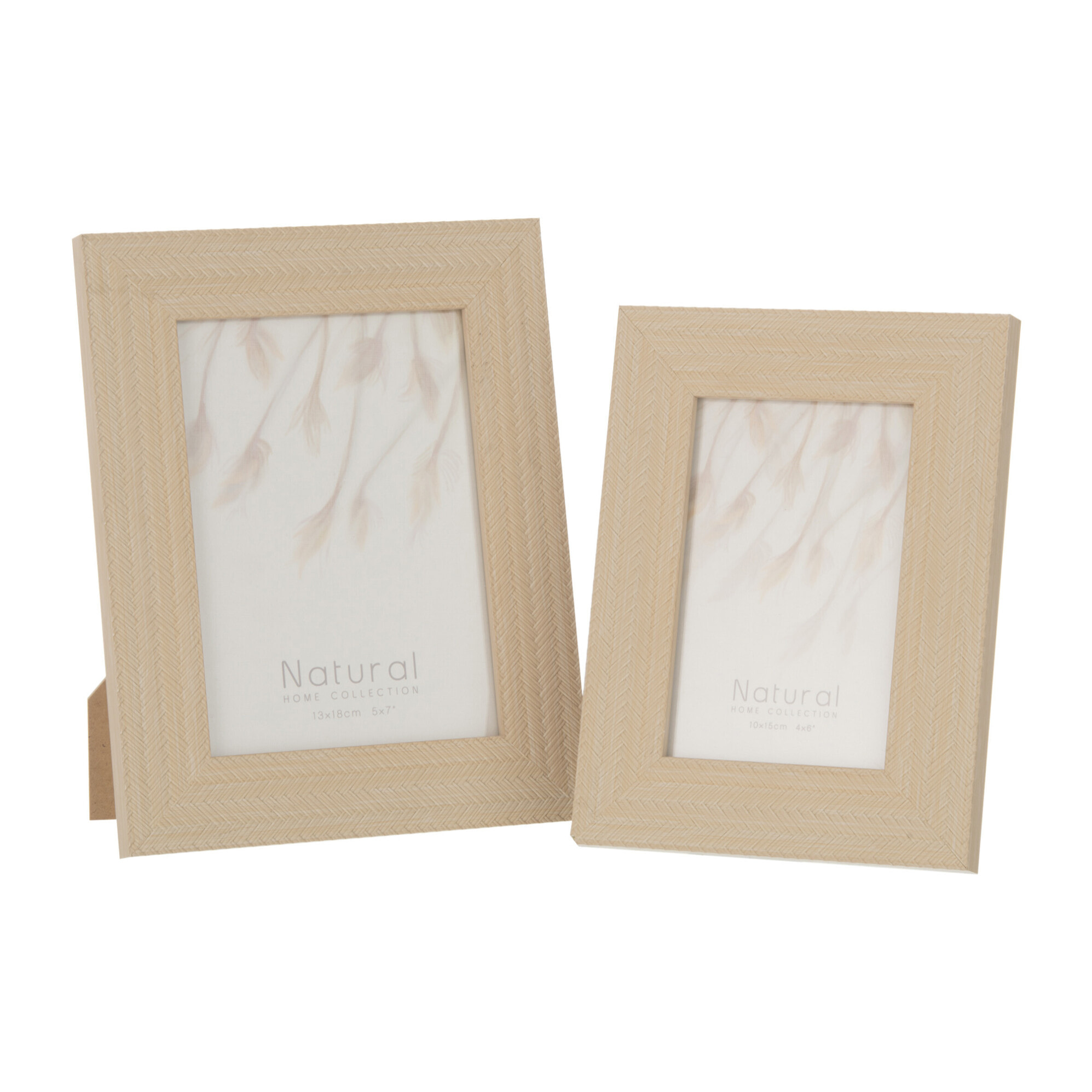 J-Line cadre photo Tissé - bois - beige clair - 2 pièces