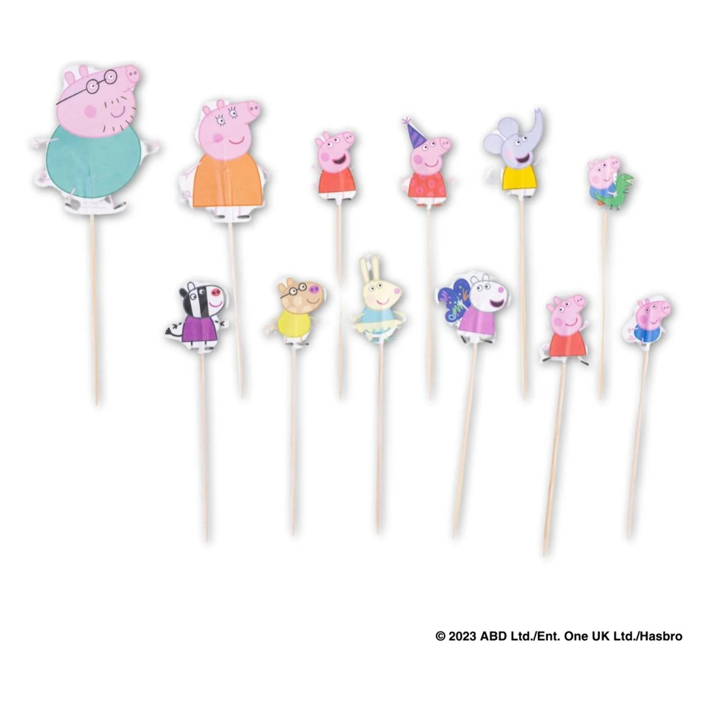 Lot de 24 piques en bois décorés pour fêtes et anniversaires Dr. Oetker Peppa Pig