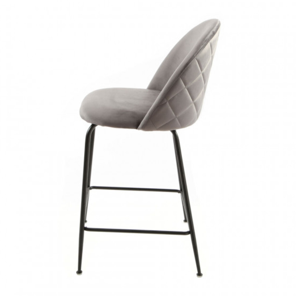 Lot de 2 chaises de bar en velours avec piètement en métal noir - CLEA