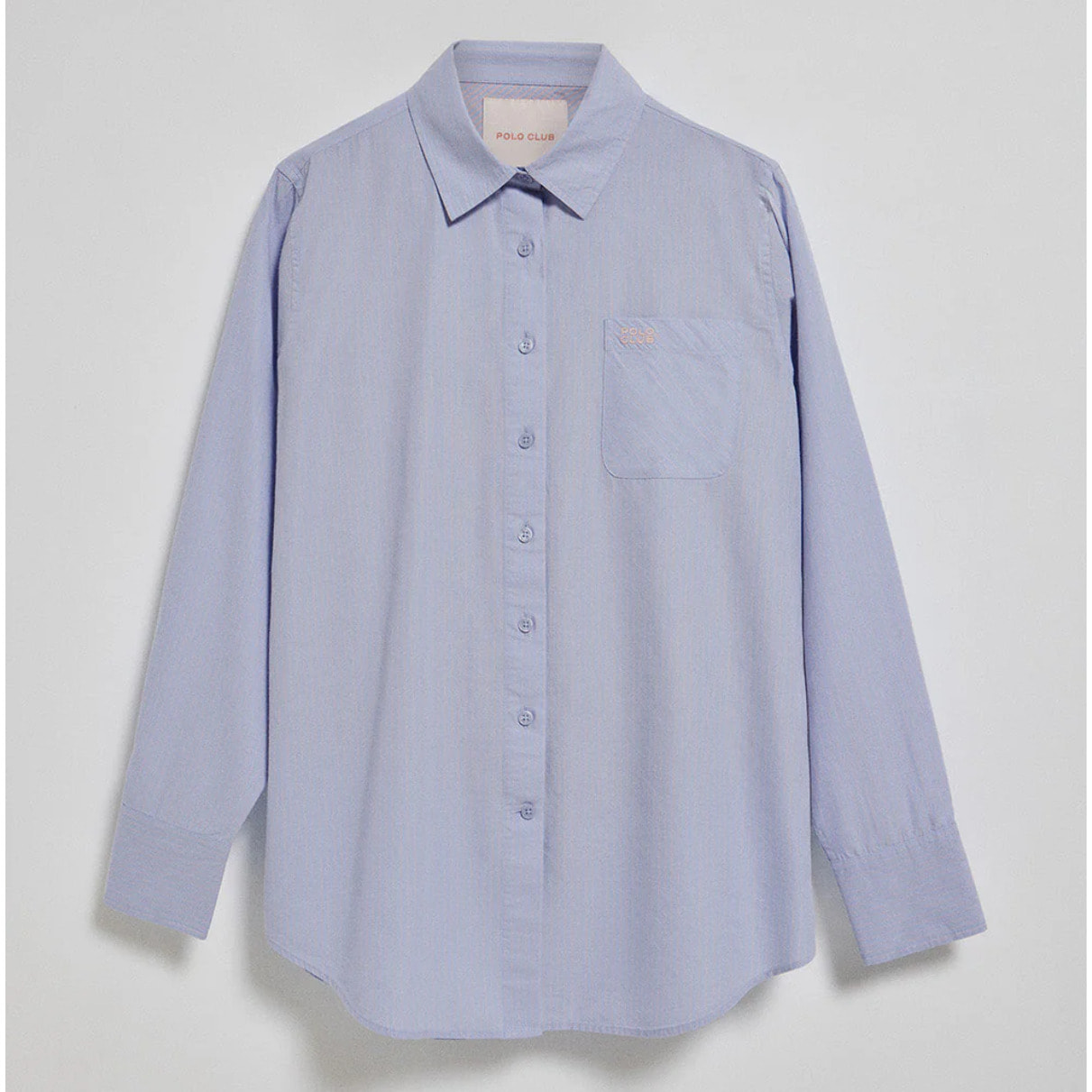 Camisa azul claro Samanta de algodón a rayas con logo bordado