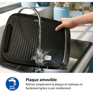 Plancha électrique PHILIPS HD6212/90  couvercle verre à poser, 50x25 cm