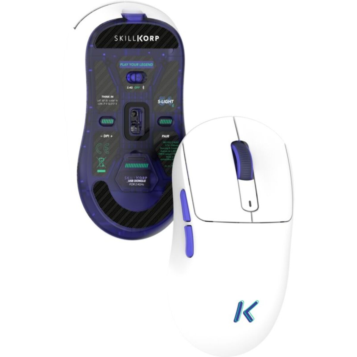 Souris Gamer Sans Fil SKILLKORP M20 Blanche Ultimate 1K