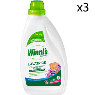 3x Winni's Naturel Lavatrice Detersivo Liquido Concentrato a Aleppo e Verbena 25 Lavaggi - 3 Flaconi da 1125ml