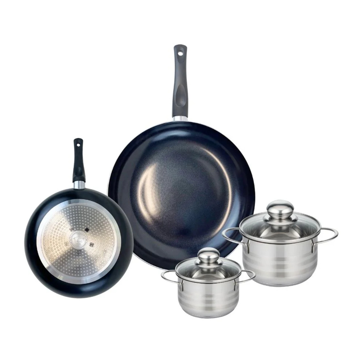 Ensemble de 2 Poêles de cuisson 20 et 28 cm et 2 faitouts 12 et 14 cm Elo Prima Brillant