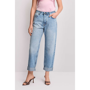 Kocca - Pantaloni in denim con risvolto Donna, Denim