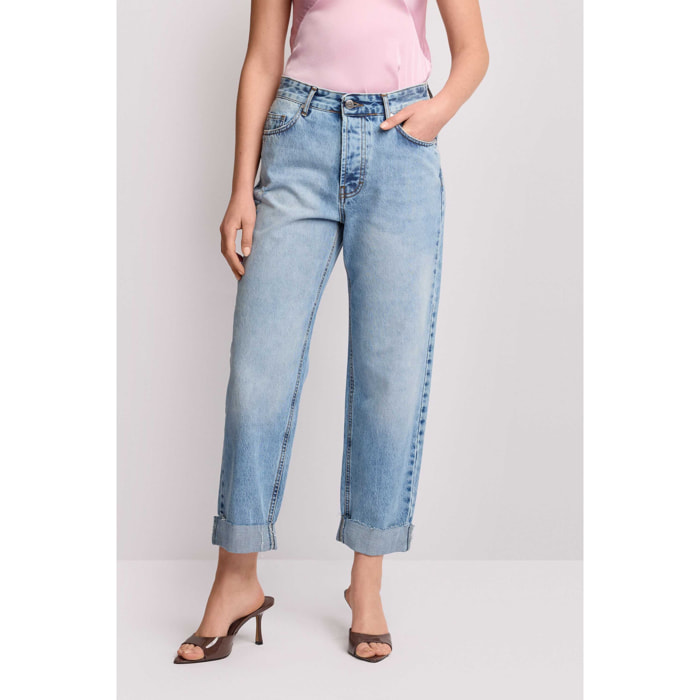 Kocca - Pantaloni in denim con risvolto Donna, Denim
