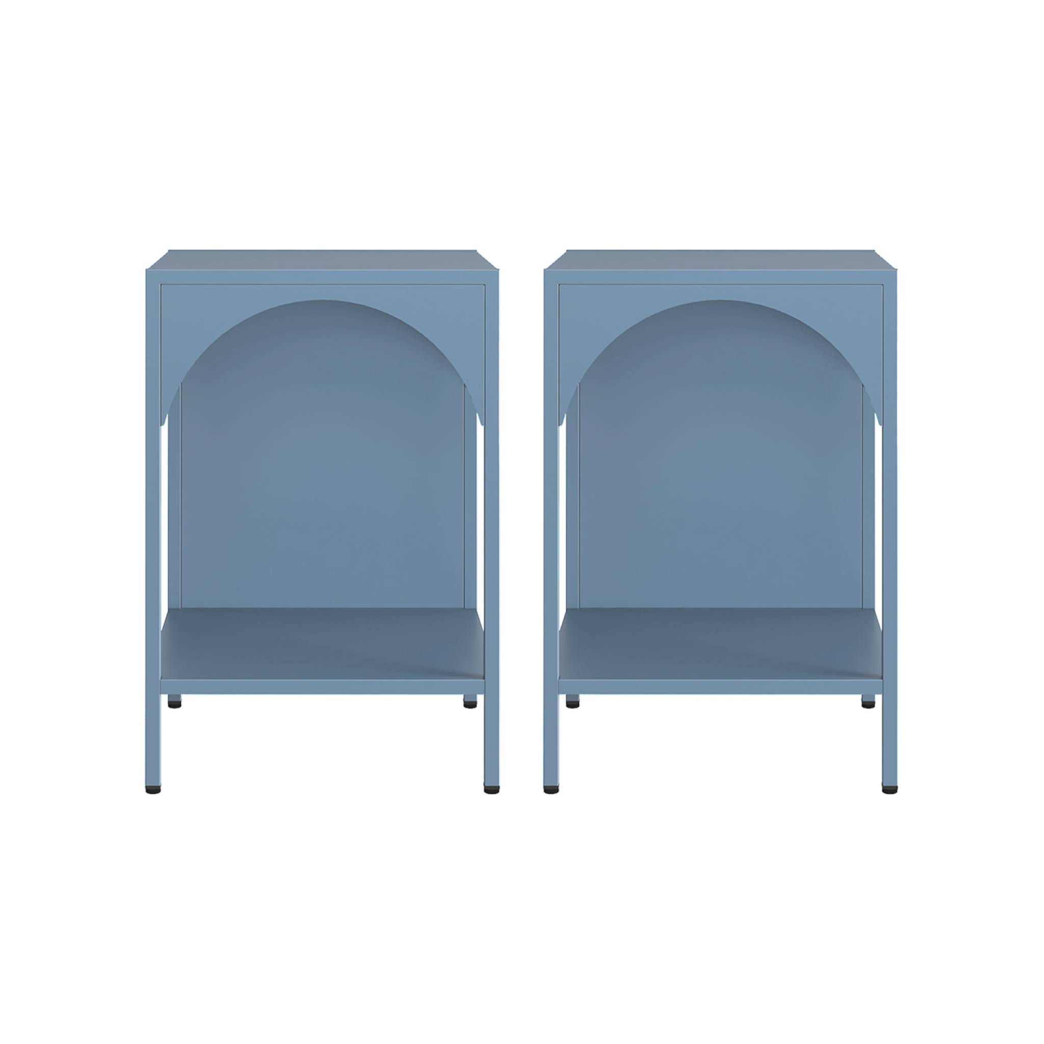 Lot de 2 tables de chevet. tables d'appoint en acier style industriel. bleu pétrole. L 35 x l 35 x H 52cm