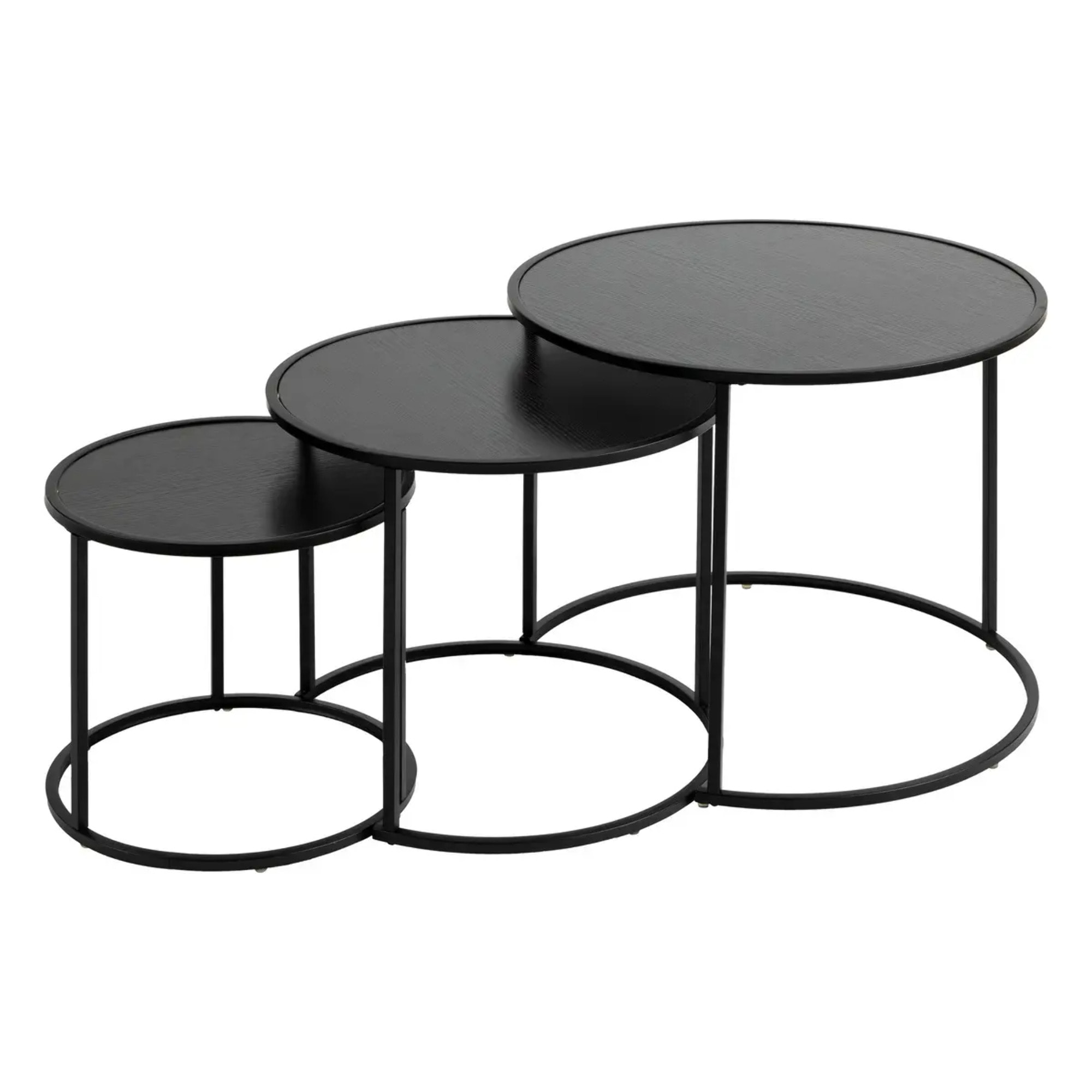 Lot de 3 tables d'appoint Noan noir L54/45/35cm