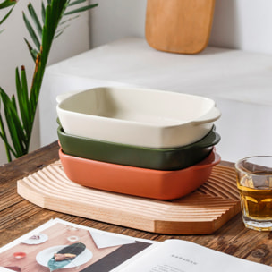 Plat à four en grès vert 27x16,5cm OCTAVE