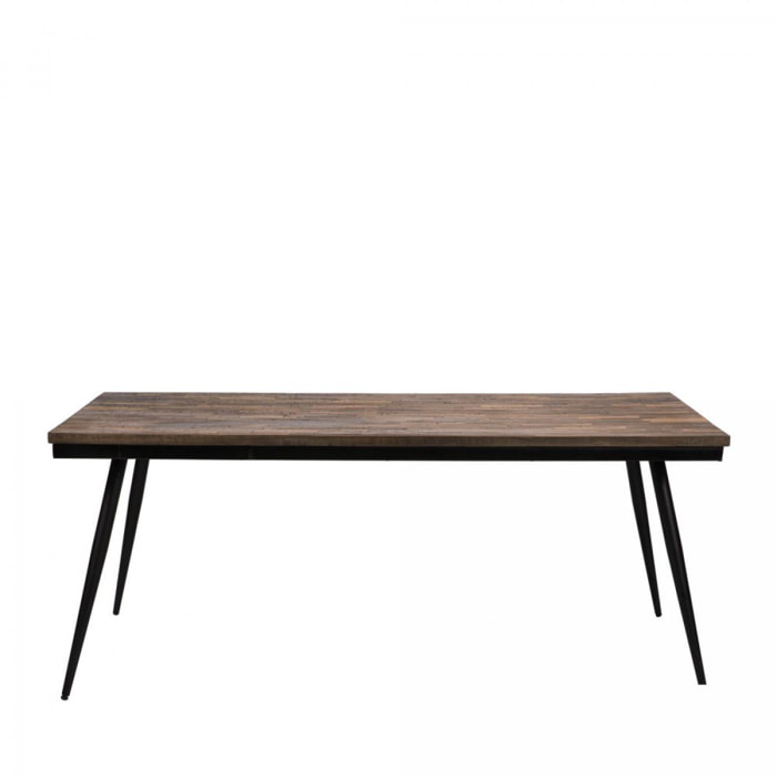 Ranggo - Table à manger en métal et teck recyclé 180x90cm - Couleur - Bois foncé / noir