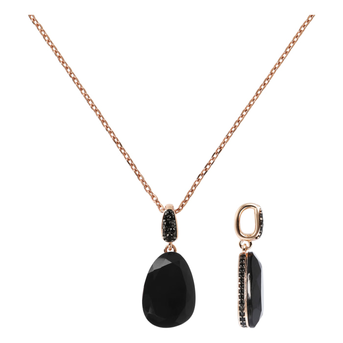 Collana con Pendente Goccia in Spinello Nero e Cubic Zirconia