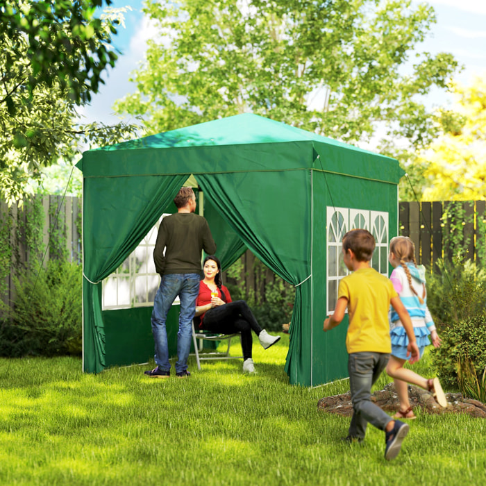 Carpa Plegable Pop-up Gazebo 2,5x2,5 m Cenador Plegable con 4 Paredes Laterales Anti-UV Altura Ajustable y Bolsa de Transporte para Camping Fiestas