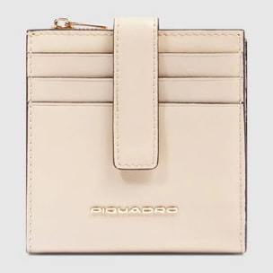 Piquadro Porte-cartes de crédit femme en cuir avec porte-monnaie et protection RFID