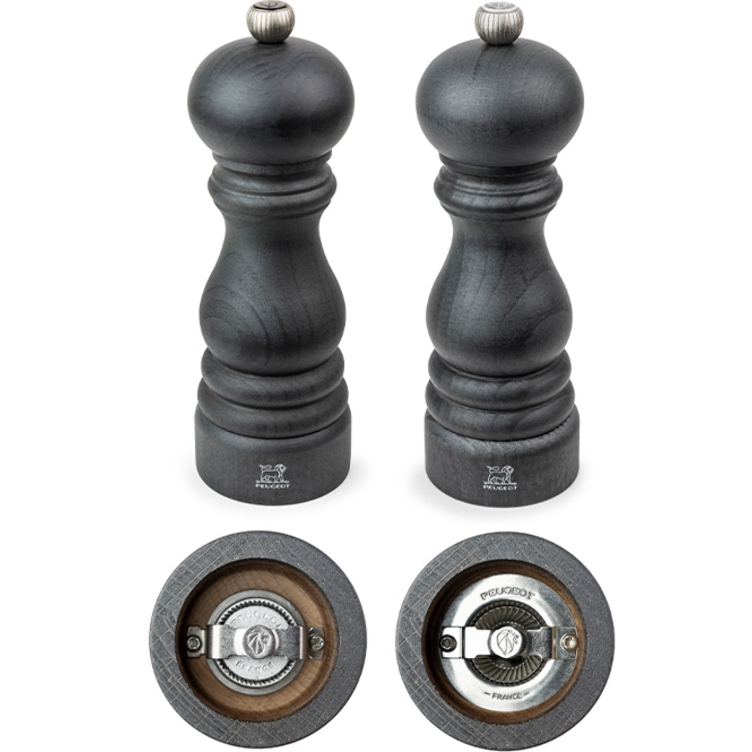 Duo de moulins à poivre et à sel manuels en bois, graphite, 18 cm Paris
