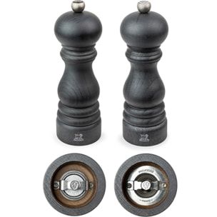 Duo de moulins à poivre et à sel manuels en bois, graphite, 18 cm Paris