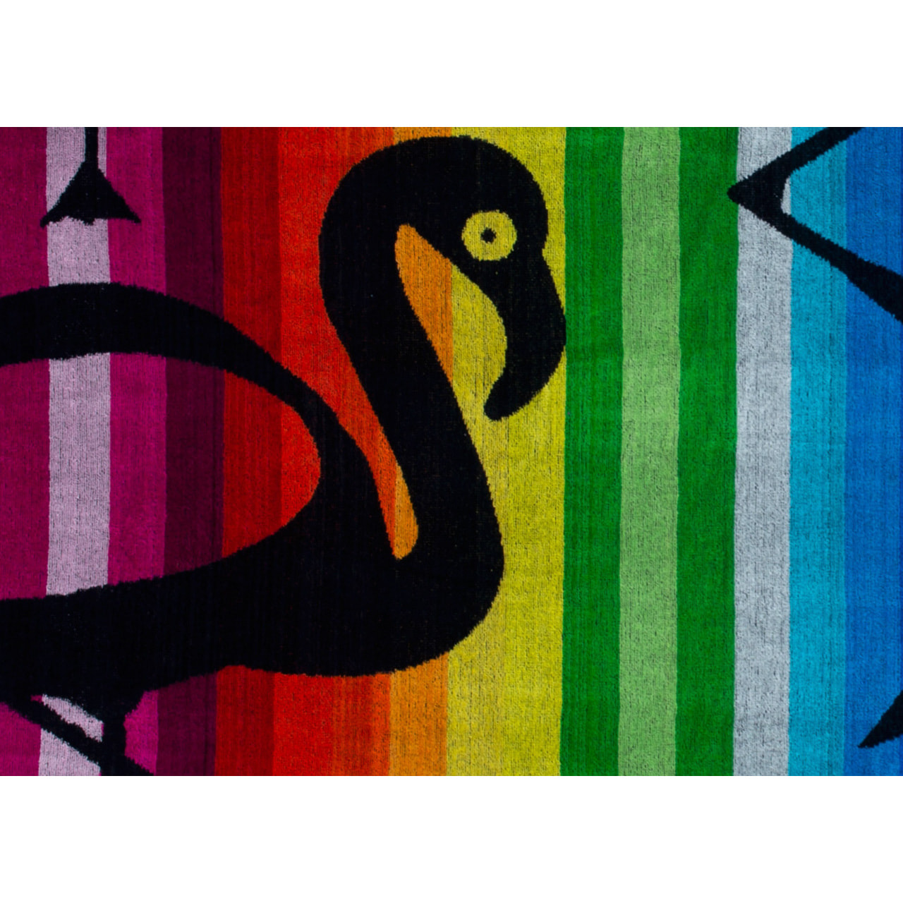 Telo Mare Spugna Jacquard Spiaggia Disegno Multicolor Flamingo