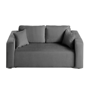 Topaze - canapé droit 2 places - en tissu - Gris foncé