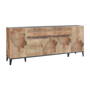 Credenza moderna a 6 ante, Made in Italy, Madia da cucina rialzata, Buffet di design da soggiorno, Cm 200x40h82, Ardesia e Acero