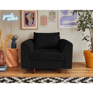 Rune - fauteuil - en velours côtelé - Noir