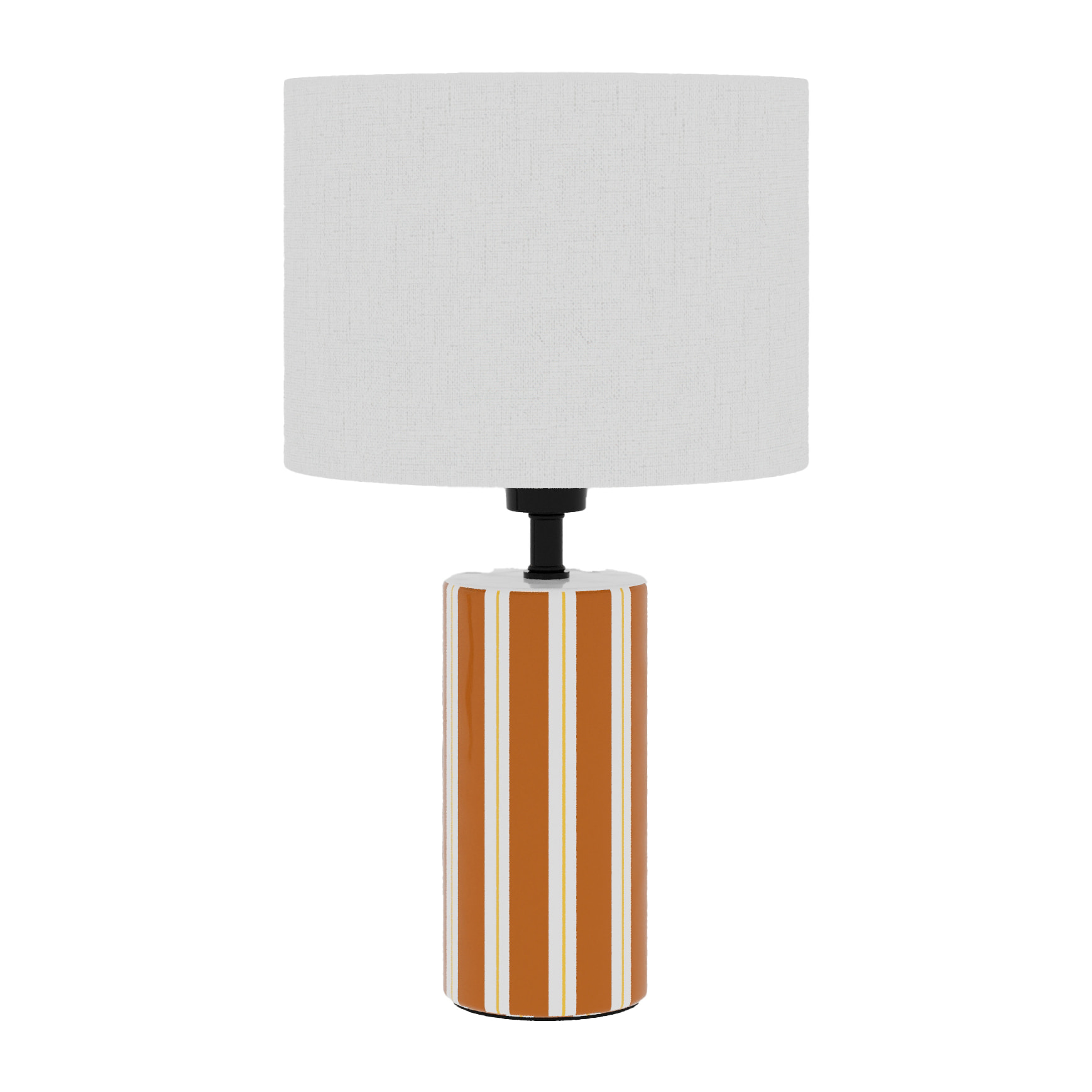 Lampe à Poser Hopper - Céramique Orange & Abat-jour Lin