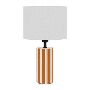 Lampe à Poser Hopper - Céramique Orange & Abat-jour Lin