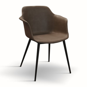 Set di 2 sedie CANNES in ecopelle marrone