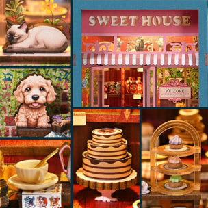 Recogida de dulces. Book Nook de madera, diseño 3D realista con gran detalle, luces led y 162 piezas.