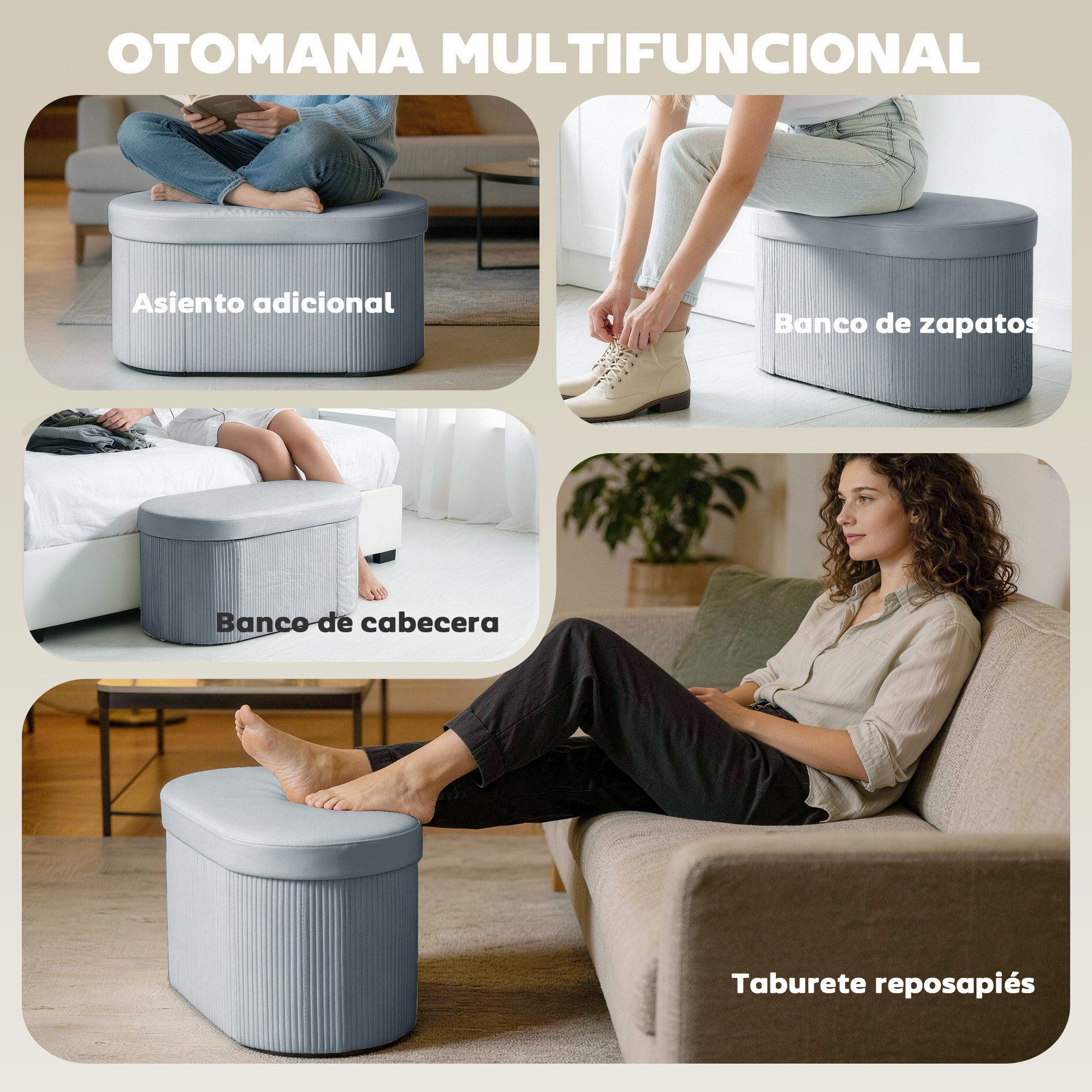 Puff Almacenaje, Banco Almacenaje Plegable, 72 L, 76x38x35 cm, Tapizado en Terciopelo, Baúl de Almacenamiento, Carga 120 kg, Taburete para Sala de Estar, Dormitorio, Entrada, Gris Oscuro