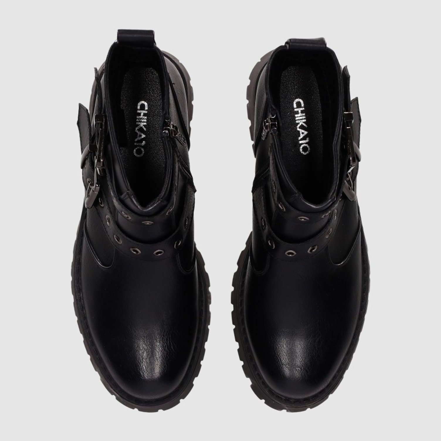 Botines de Piel Sintética - Negro - Tacón: 5 cm