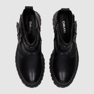 Botines de Piel Sintética - Negro - Tacón: 5 cm