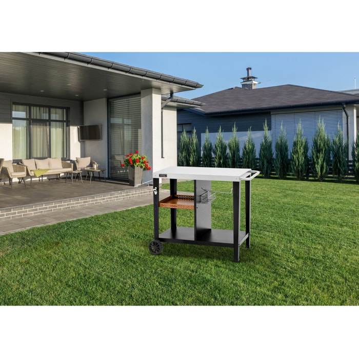 Desserte de barbecue en métal "Gelia" - 117 x 59 x 80 cm - Noir