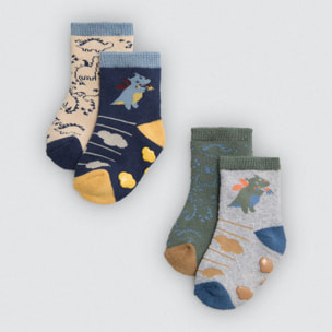 Confezione da 4 calzini termici antiscivolo per neonato Dragon Tale