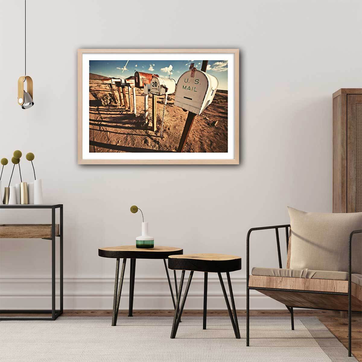 Affiche photo us mail Affiche + cadre en bois - Chêne