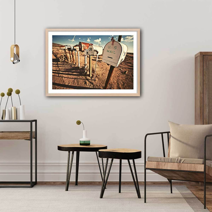 Affiche photo us mail Affiche + cadre en bois - Chêne