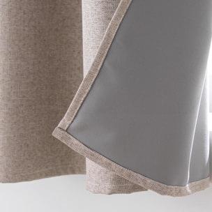 Rideau court occultant à œillets en chambray uni - Lin