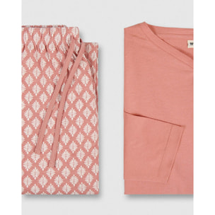 Pigiama lungo da donna in cotone rosa zurich