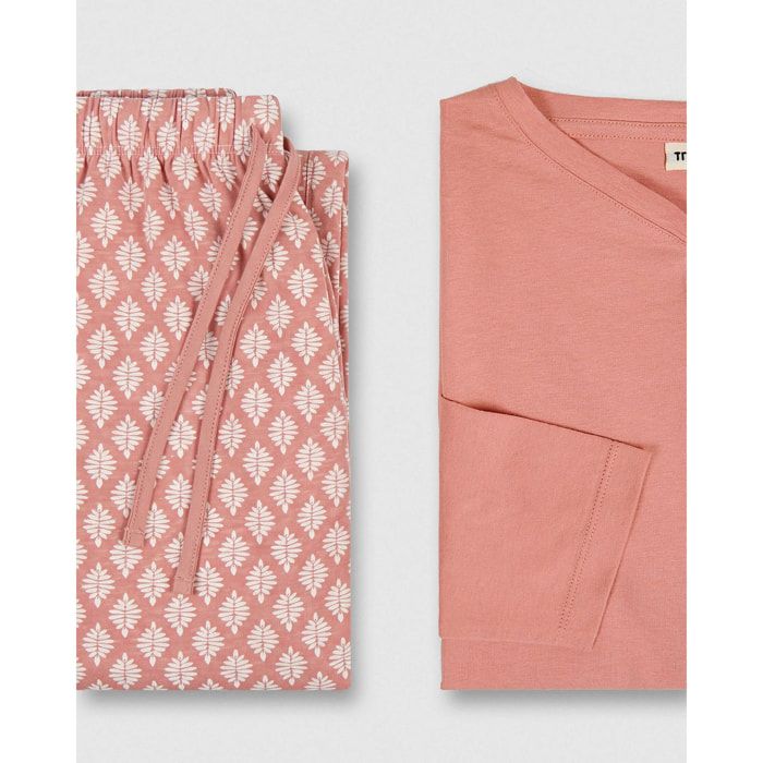 Pigiama lungo da donna in cotone rosa zurich