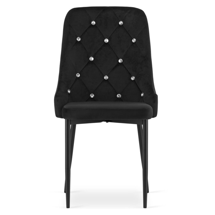 Sedia Amore in velluto nero con cristalli decorativi