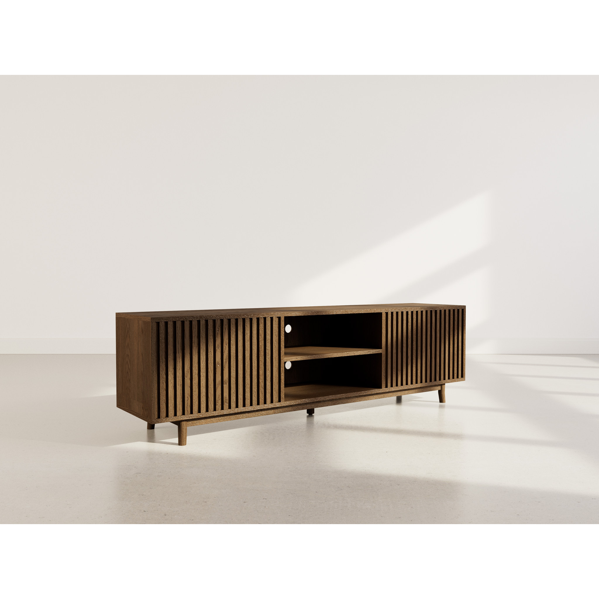 Freya - meuble tv 180 cm - 2 portes et 2 niches - Marron