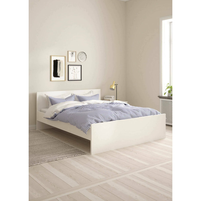 Letto matrimoniale Kaitak, Sommier per camera da letto, Giroletto per stanza, Struttura porta materasso, 207x166 h80 cm, Bianco