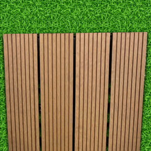 Noka - Pavimento da Esterno con Clip 90x30 cm 6 Piastrelle 1,62 m2 per Giardino Patio Terrazza in WPC OAK