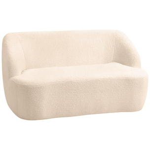 Canapé 2 places bouclette beige dim. 142 x 85 x 73,5 cm aucun montage