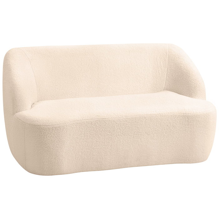 Canapé 2 places bouclette beige dim. 142 x 85 x 73,5 cm aucun montage